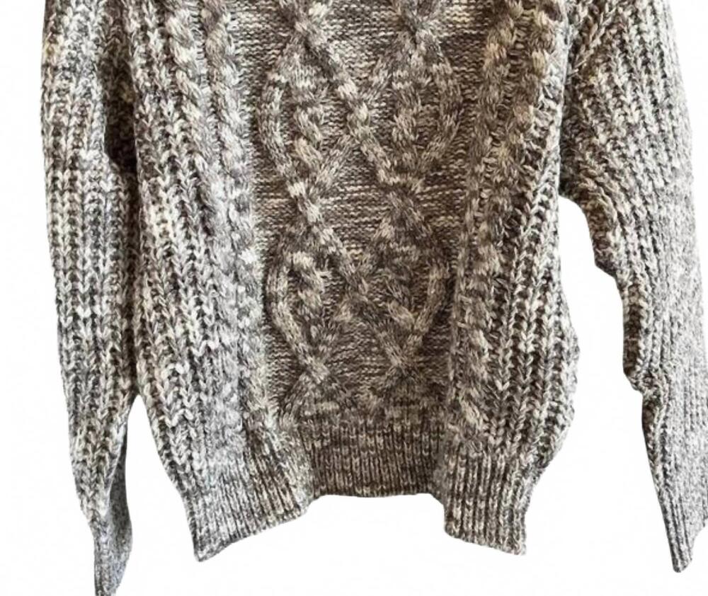 NEW MOLLY BRACKEN girl's chunky cable turtleneck sweater in grey